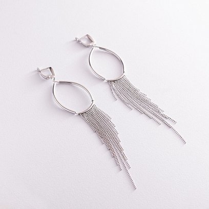 Срібні сережки "Дощ" 122325 №4