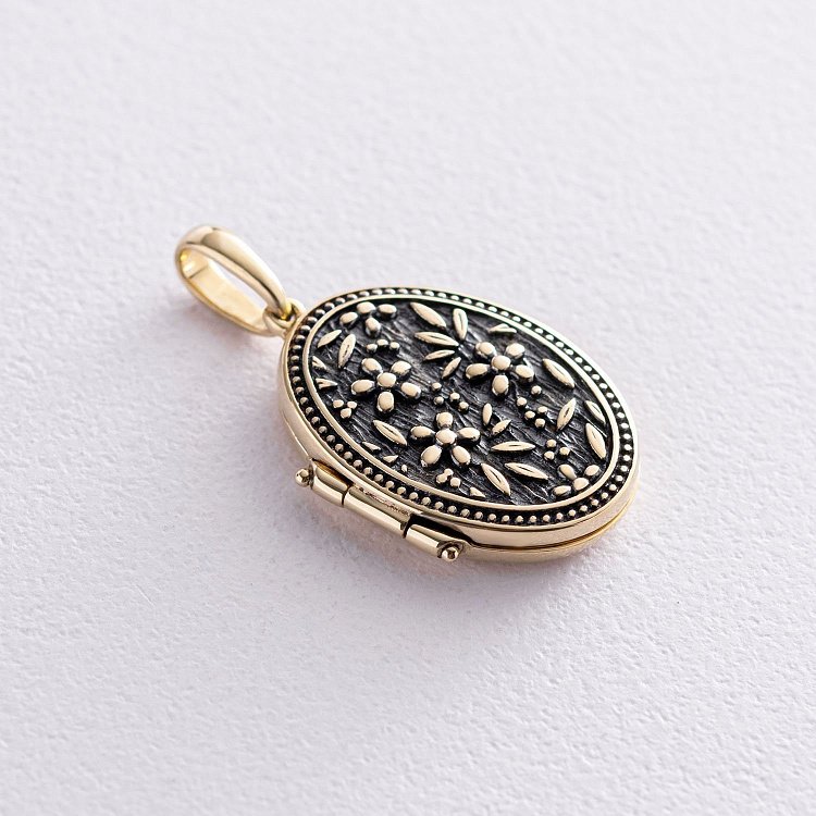 Золотий кулон для фотографії "Квіти" (чорніння) п03513 від ювелірного магазину Онікс