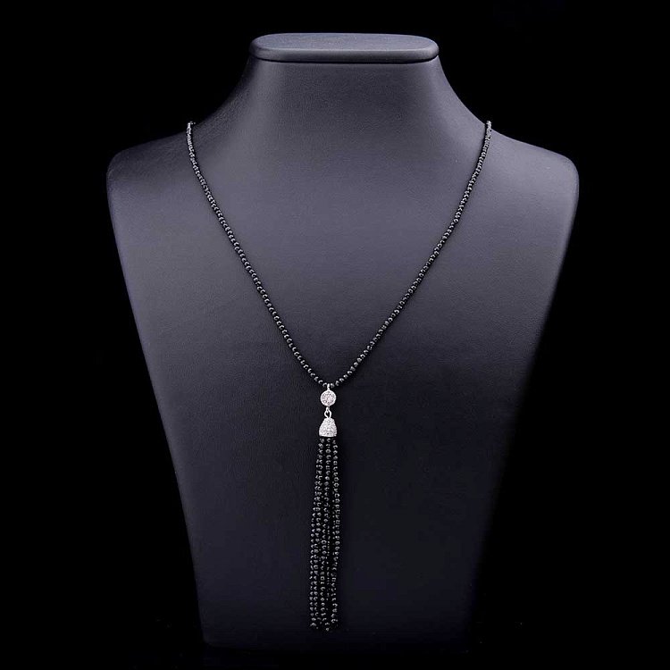 Кольє з фіанітами і агатом 18354 від ювелірного магазину Онікс - 1