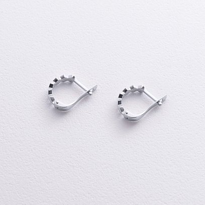Серьги из белого золота на английской застежке с06387 №4