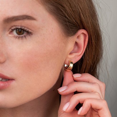 Серьги - кольца из желтого и белого золота с07009 №2