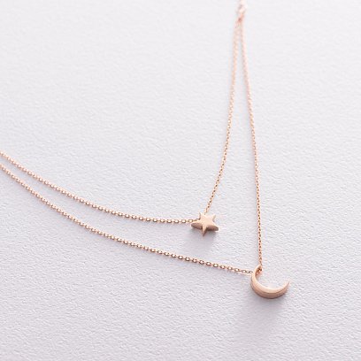 Двойное колье "Звезда и луна" в красном золоте кол01871 №4