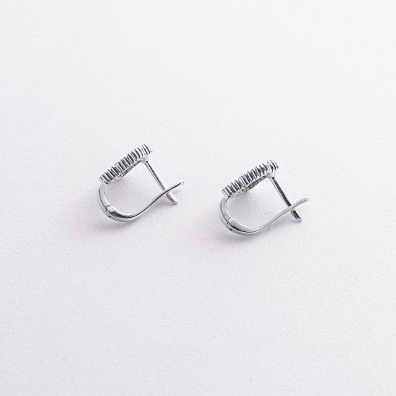 Сережки "Конюшина" в білому золоті с08990 №3