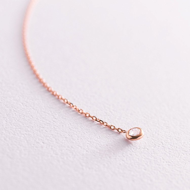 Золотое колье - галстук с фианитами кол02096 от ювелирного магазина Оникс - 4