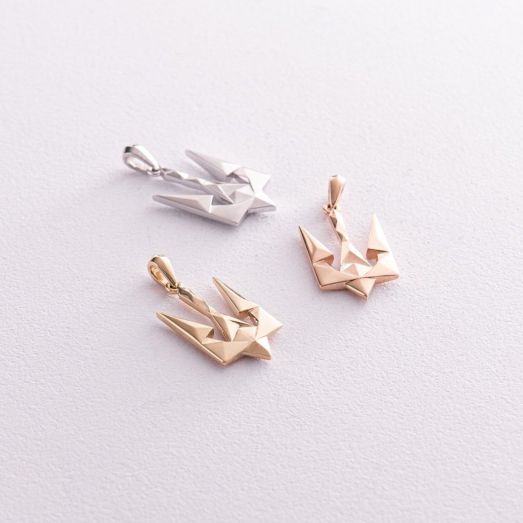 Кулон "Герб України - Тризуб" у білому золоті п03720 від ювелірного магазину Онікс - 6