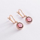 Золоті сережки з рожевими і білими фіанітами с07456 от ювелирного магазина Оникс