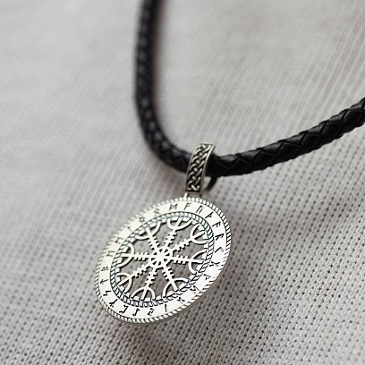 Серебряный кулон "Шлем ужаса с рунами" 984 №4