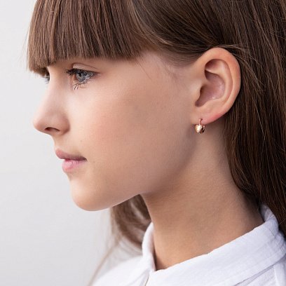 Золоті дитячі сережки "Сердечка" с05272 №4