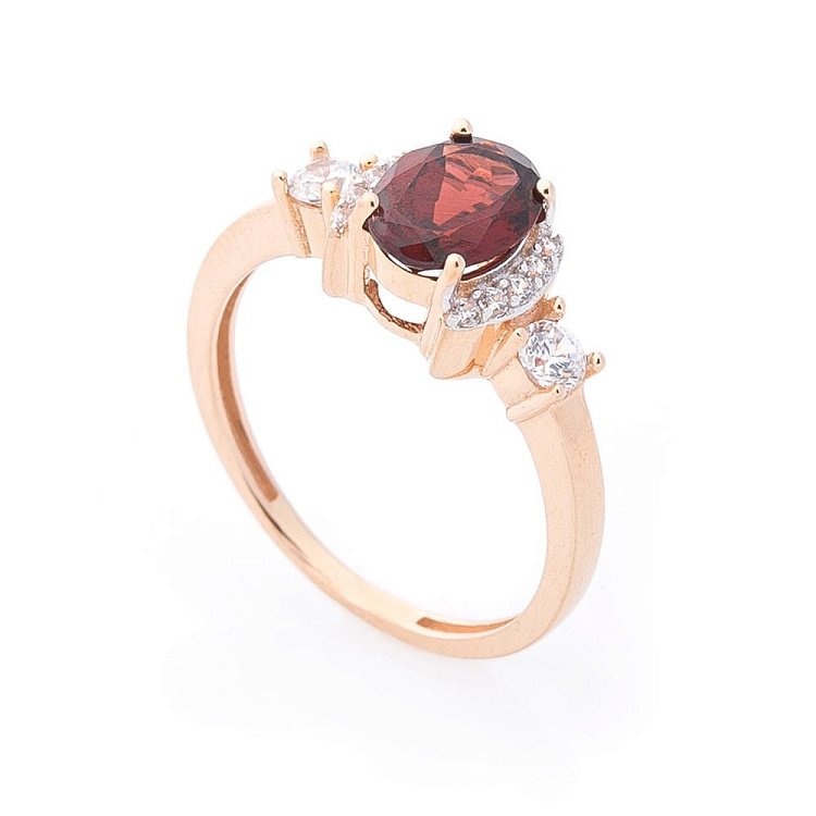 Золотые серьги с пиропом и фианитами с04689 от ювелирного магазина Оникс - 2