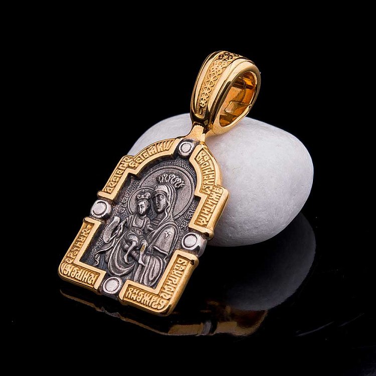 Серебряная подвеска "Икона Божией Матери Милующая" с позолотой 131678 от ювелирного магазина Оникс - 4