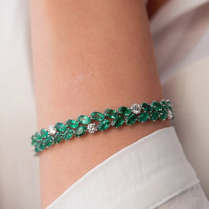 Золотий браслет з смарагдами і діамантами бб0027nl №7