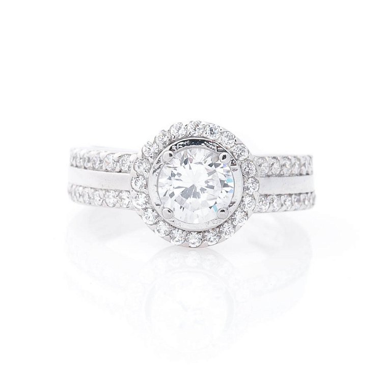 Золота каблучка з фіанітами к01697ж від ювелірного магазину Онікс - 2