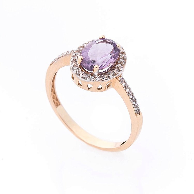 Золотые серьги (аметист, фианиты) с04681 от ювелирного магазина Оникс - 2