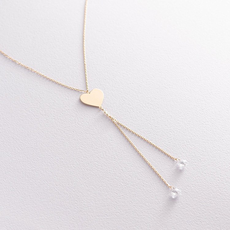 Кольє "Серце" в жовтому золоті (фіаніт) кол01783 від ювелірного магазину Онікс