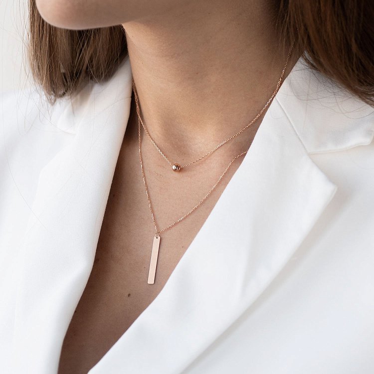 Колье с шариком в красном золоте (возможна гравировка) кол01718 от ювелирного магазина Оникс - 5