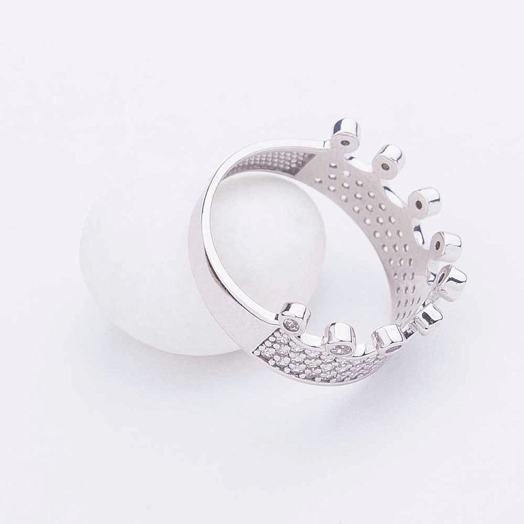 Золотое кольцо "Корона" с фианитами к04264 от ювелирного магазина Оникс - 3