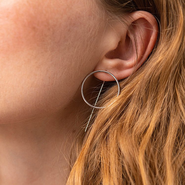 Сережки "Геометрія" у білому золоті с07881 від ювелірного магазину Онікс - 4