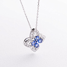 Колье "Клевер" в белом золоте (бриллианты, сапфиры) колб0191sm от ювелирного магазина Оникс