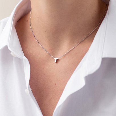 Серебряное колье с буквой "Т" 1105 Т №8