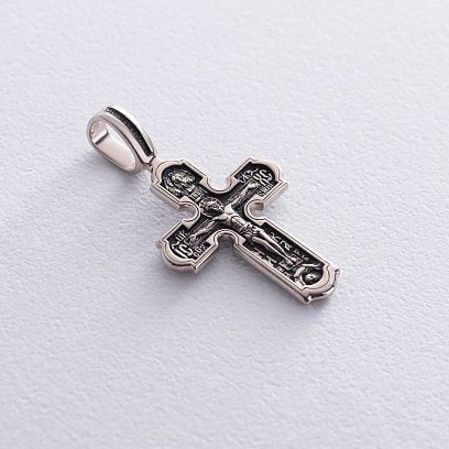 Крест "Распятие" в белом золоте п03890