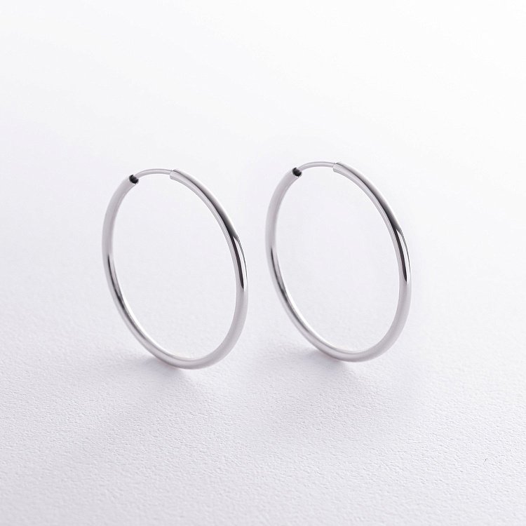 Сережки - кільця в білому золоті (3.1 см) с08531 від ювелірного магазину Онікс - 2