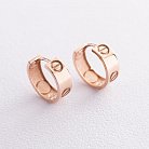Серьги - кольца "Love" в красном золоте с07216 от ювелирного магазина Оникс - 1