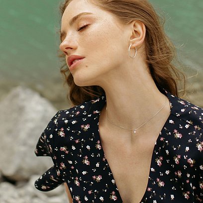 Серебряное колье "Капля дождя" 181006 №3