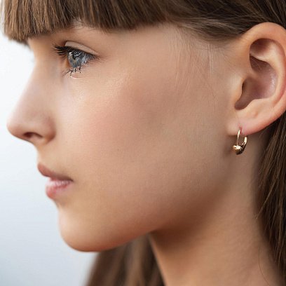 Золоті дитячі сережки "Сердечки" с05930 №4