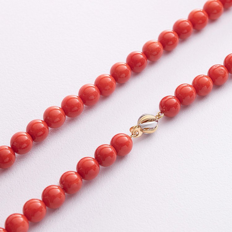 Бусы из коралла (золотая застежка) бус048к от ювелирного магазина Оникс - 2