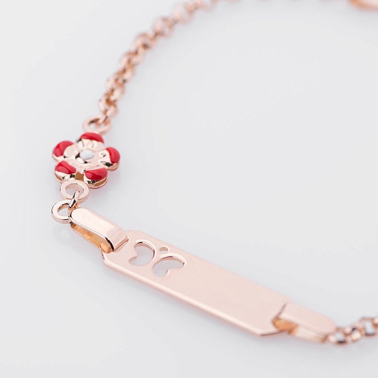 Золотой детский браслет "Сердце и цветок" б02518 от ювелирного магазина Оникс - 1