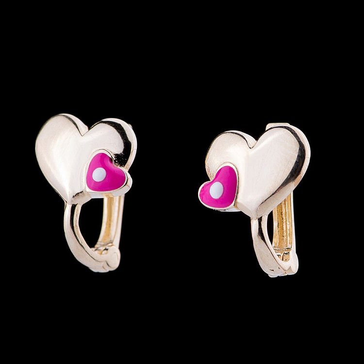 Золоті сережки "Пара сердечок" с04790роз від ювелірного магазину Онікс