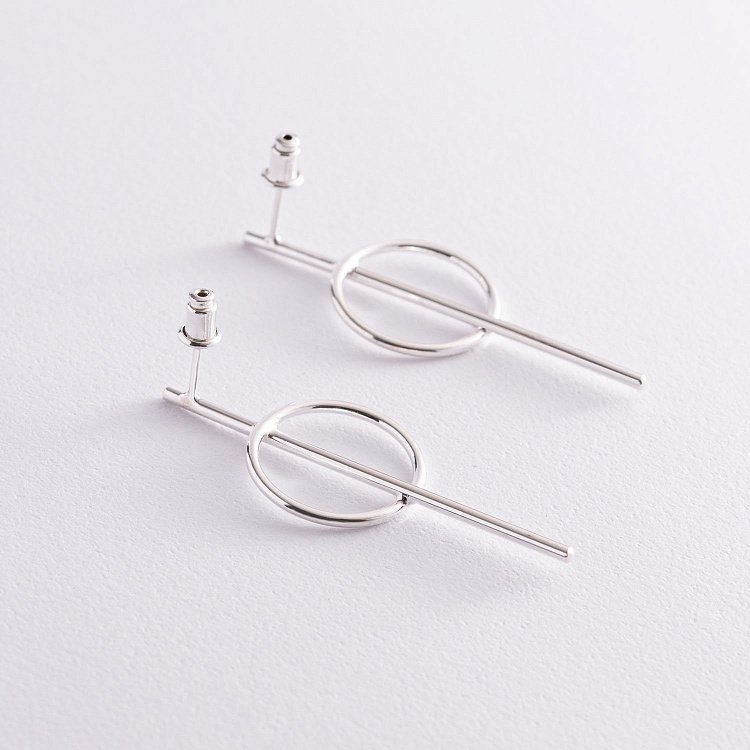 Срібні сережки - пусети "Баланс" 123038 від ювелірного магазину Онікс - 6