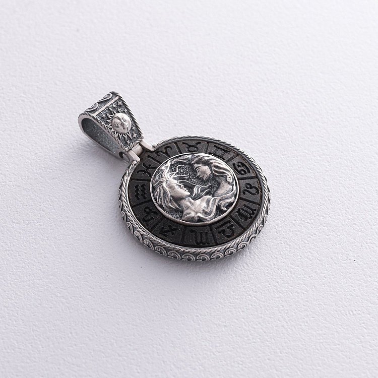 Серебряный кулон "Знак зодиака Близнецы" с эбеном 1041близнюки от ювелирного магазина Оникс - 6