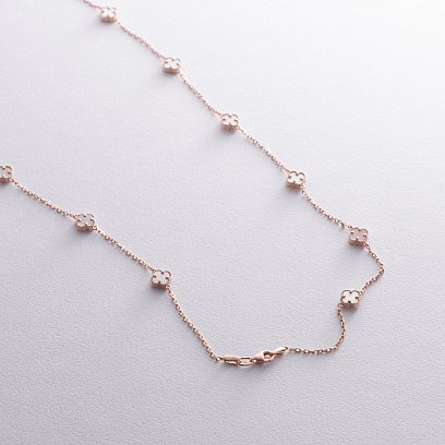 Кольє "Конюшина" з перламутром mini (червоне золото) кол02425 №5