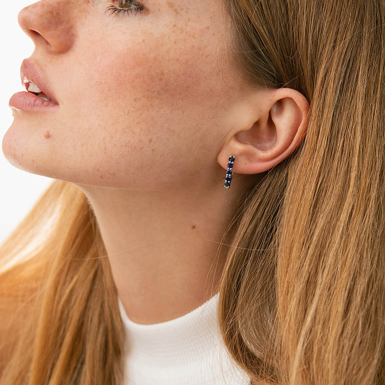 Срібні сережки з сапфірами 2523/1p-HSPH від ювелірного магазину Онікс - 1