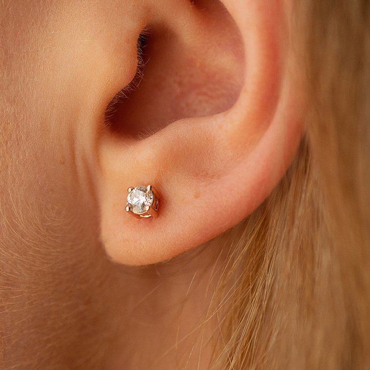 Серьги - пусеты с бриллиантами (красное золото) 331382421 от ювелирного магазина Оникс - 1