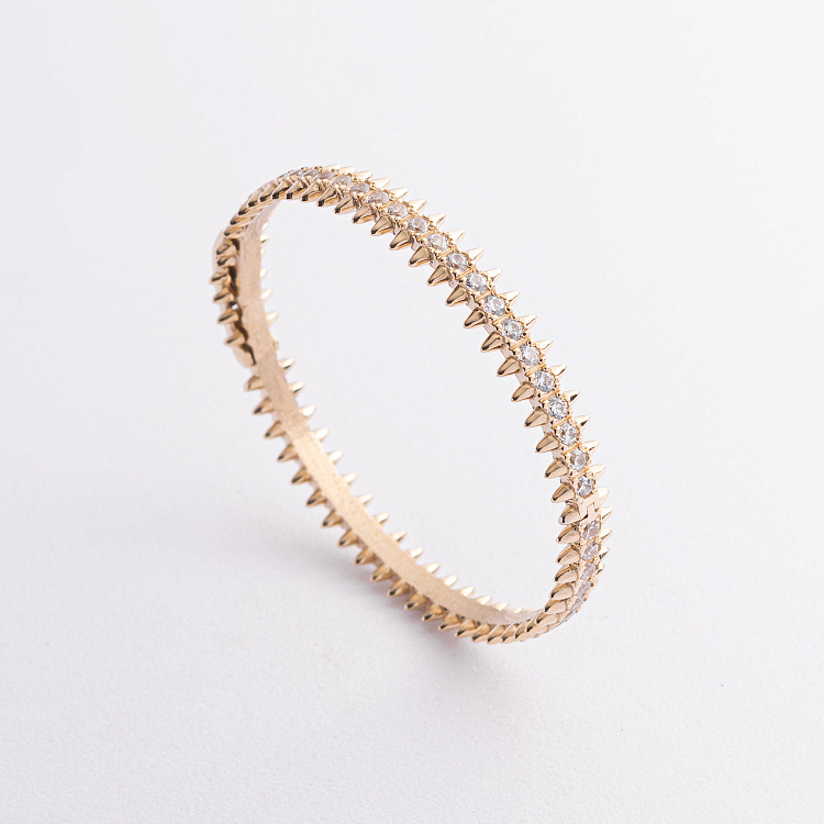 Жесткий браслет Teresa" в желтом золоте (фианиты) б05717 от ювелирного магазина Оникс