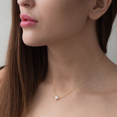 Колье "Сердечко" в желтом золоте кол01822 №2