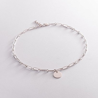 Серебряное колье "Цепочка с монетой" (возможна гравировка) 181186 №2