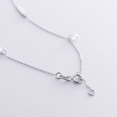 Золотой браслет "Перышки" на ногу (фианиты) б05367 №3