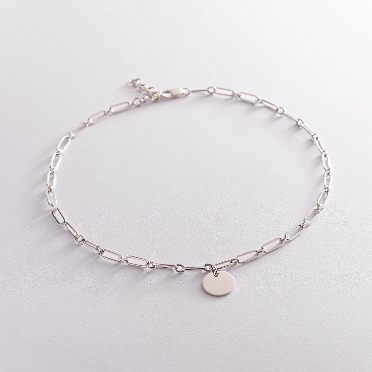 Серебряное колье "Цепочка с монетой" (возможна гравировка) 181186 от ювелирного магазина Оникс - 2