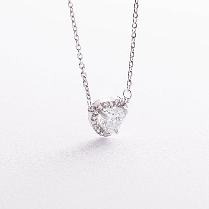 Серебряное колье "Сердечко" с фианитами 908-01571 №2