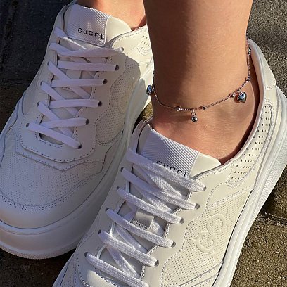 Срібний браслет "Сердечка і кульки" на ногу 141544 №5