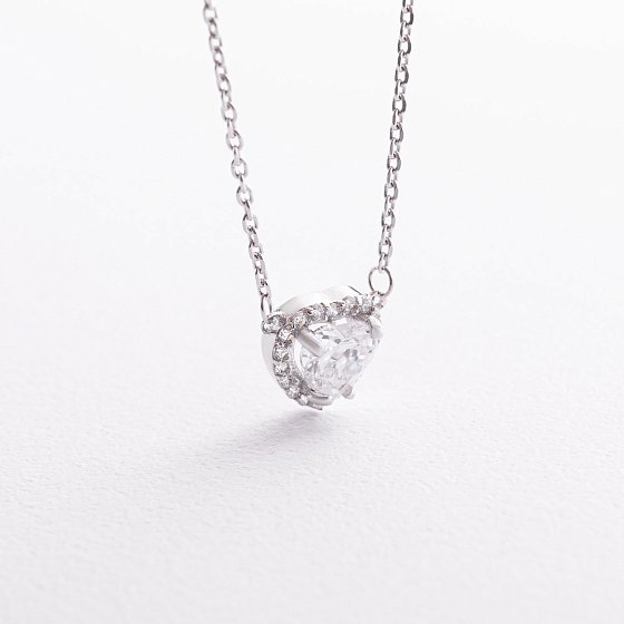 Серебряное колье "Сердечко" с фианитами 908-01571 №2