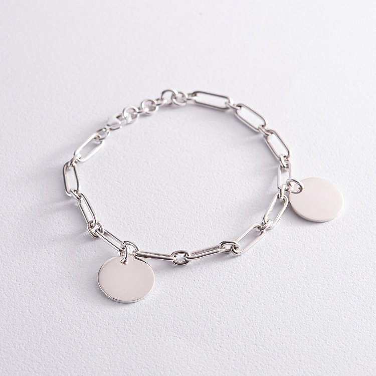 Серебряный браслет "Цепочка с монетами" (возможна гравировка) 141592 от ювелирного магазина Оникс - 6