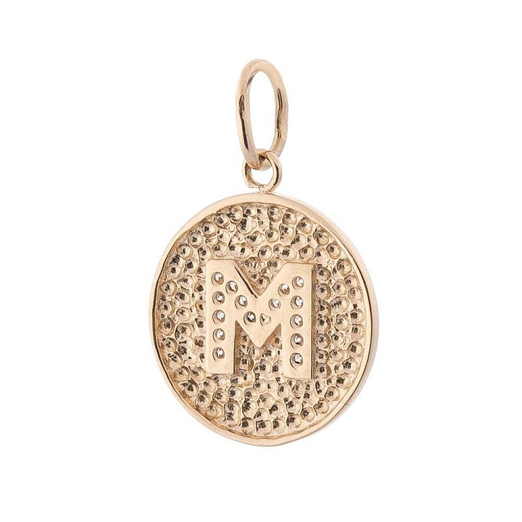 Золотая подвеска с буквой "М" (фианиты) п01546м от ювелирного магазина Оникс - 1