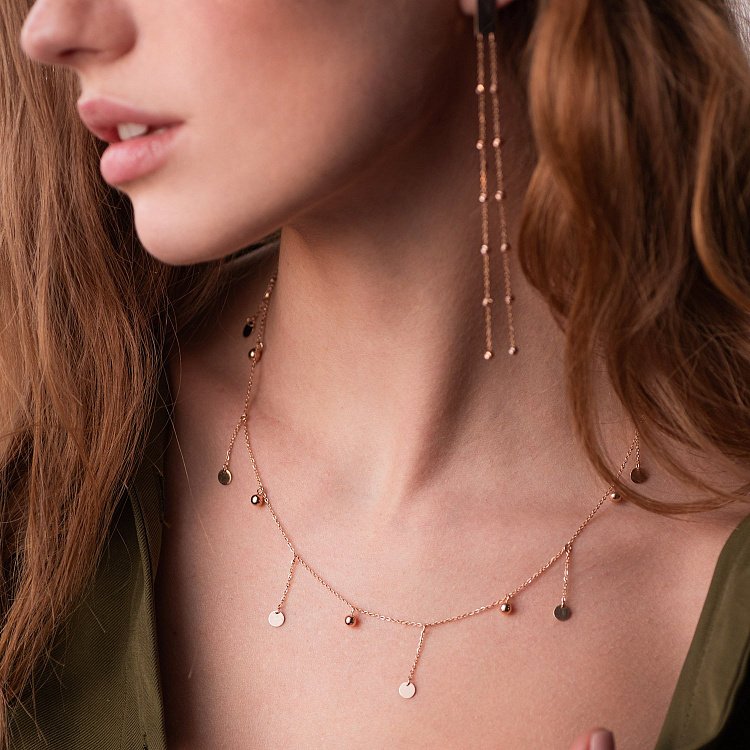 Золоті висячі сережки з кульками 480072 від ювелірного магазину Онікс - 5