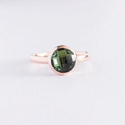 Золота каблучка з зеленим фіанітом к06836