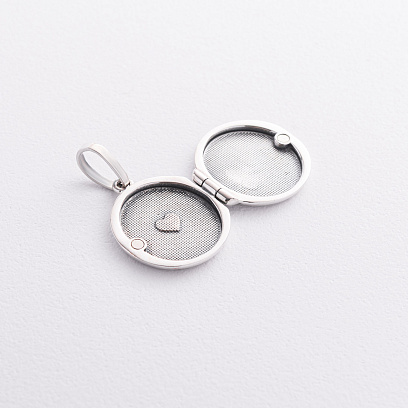 Серебряный кулон "Сердечко. I love you" для фотографии (чернение) 7346 №5