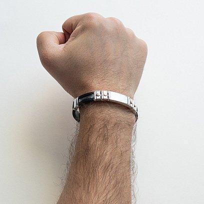 Каучуковый браслет со вставками из серебра и золота ZANCAN EXB479R-N №2